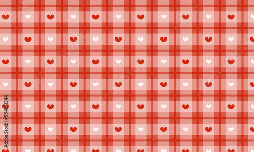 Red Heart Checkered Pattern Background