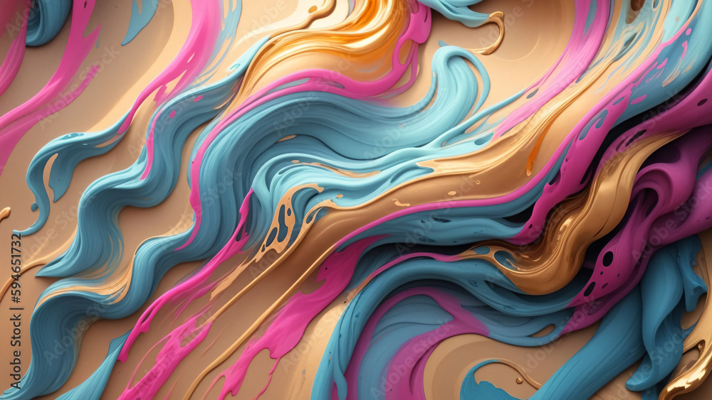 Colored marble background in blue, yellow and red colors. Ai generative illustration Colored marble background in blue, yellow and red colors. Ai generative illustration