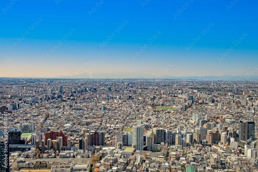 view to skyline of Tokyo from skyline observation platform.