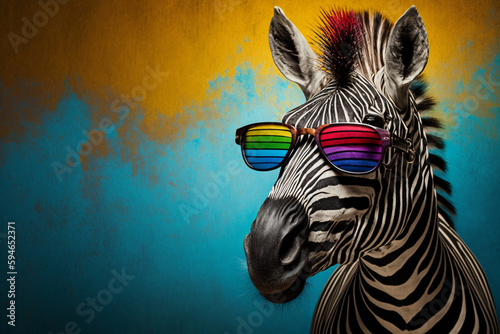 Generative Ai of a Zebra with funky glasses. 