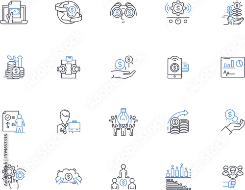Own a company line icons collection. Entrepreneurship, Leadership, Management, Ownership, Business, Vision, Strategy vector and linear illustration. Innovation,Growth,Legacy outline signs set
