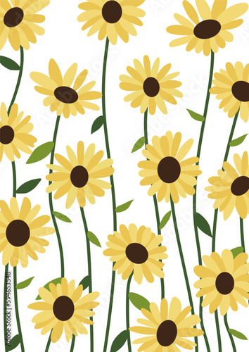 Yellow coneflower background.Eps 10 vector.