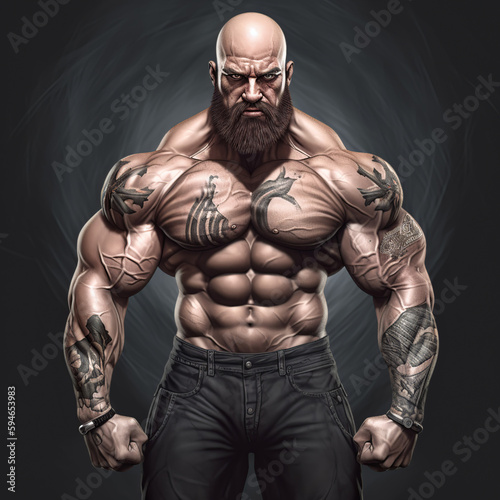 muscular, body, muscle, model, torso, handsome, guy, fitness, bodybuilder, naked, shirtless, black, athlete, chest, fit, strong, abs, men, muscles, person, macho, athletic, generative ai