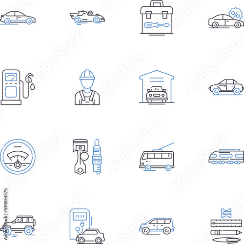 Road transport line icons collection. Trucking, Logistics, Highway, Cargo, Trailer, Fleet, Delivery vector and linear illustration. Expressway,Transporter,Carrier outline signs set