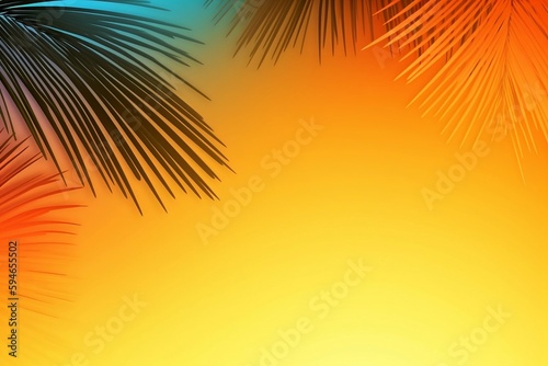 Tropical Gradient Background with Leafs