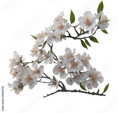 Natürliche weiße Kirschblüte Blumen - Baum Zweig in der Natur PNG Form