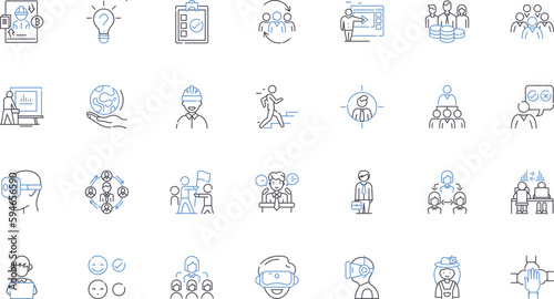 Department heads line icons collection. Leadership, Authority, Management, Responsibility, Visionary, Coordination, Decision-making vector and linear illustration. Accountability,Expertise,Delegation