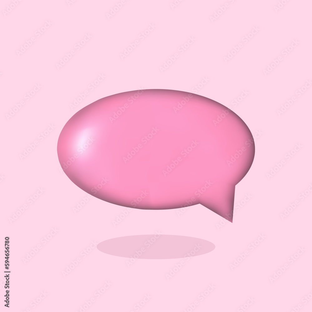 3D bubble speech on a pink background. Cute volumetric vector bubble. 3D bubble speech on a pink background. Cute volumetric vector bubble.