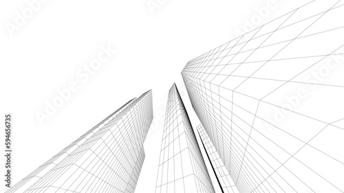 Abstract architecture building 3d illustration