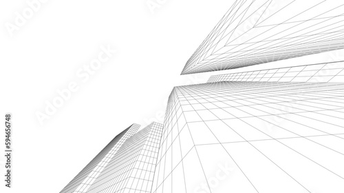 Abstract architecture building 3d illustration