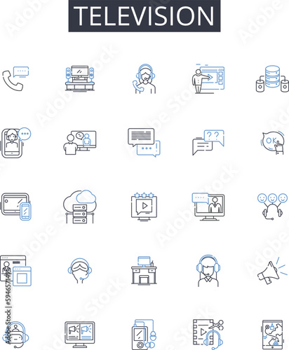 Television line icons collection. Guitar, Piano, Drums, Violin, Saxoph, Trumpet, Cello vector and linear illustration. Bass,Flute,Clarinet outline signs set photo