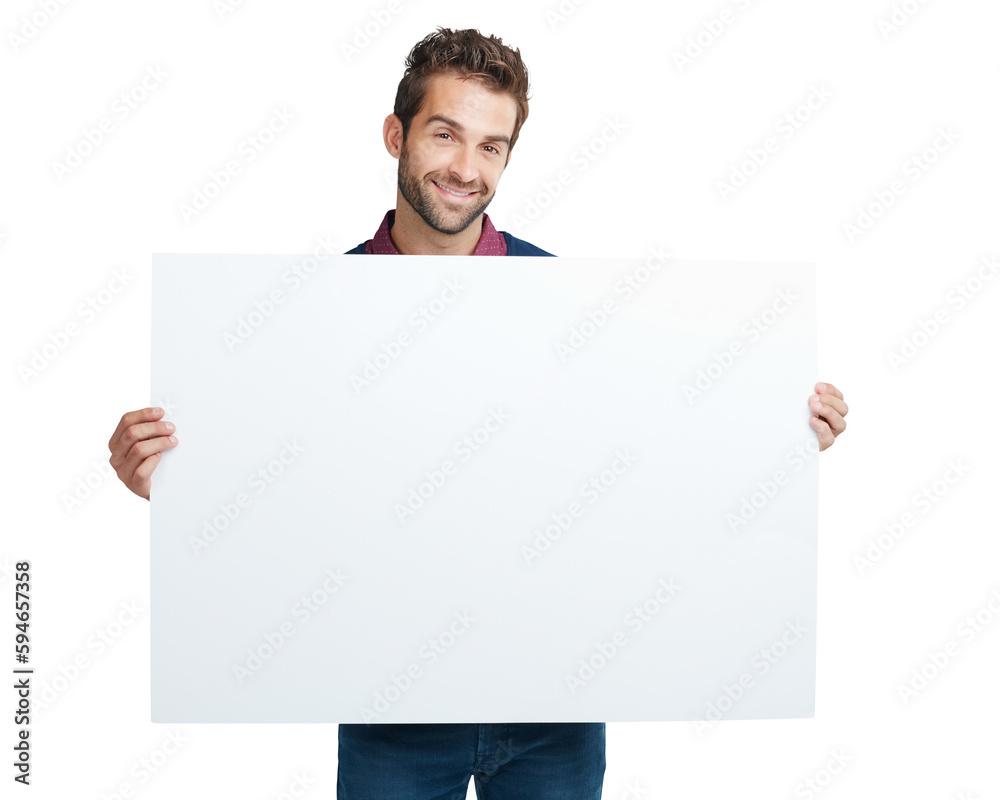 Poster, banner and portrait of business man on png, isolated and transparent background. Advertising, branding and happy male person with empty billboard space for announcement, promotion and news Poster, banner and portrait of business man on png, isolated and transparent background. Advertising, branding and happy male person with empty billboard space for announcement, promotion and news
