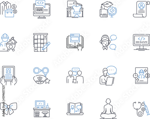 Proofreader line icons collection. Accuracy, Revision, Editing, Clarity, Precision, Attention, Correctness vector and linear illustration. Flawless,Review,Perfection outline signs set