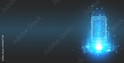 Smartphone with digital screen hologram Designed with future smart technology