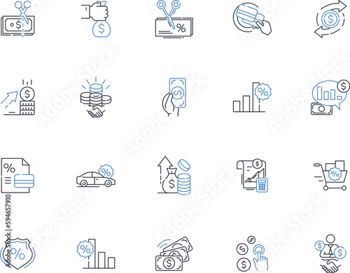 Promotional tool line icons collection. Branding, Advertisement, Marketing, Sales, Publicity, Exposure, Promotion vector and linear illustration. Campaign,Sponsorship,Awareness outline signs set