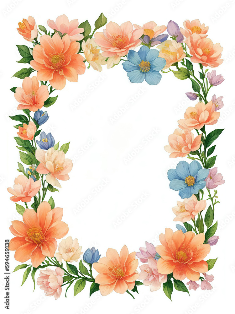 Frame of Botanical Flowers Background Illustration | AI Generated