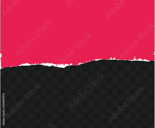 Pink vector realistic illustration of torn paper. Paper different scraps set ripped page piece. Torn note paper page. Ripped note notebook grainy paper strips stuck. EPS 10	