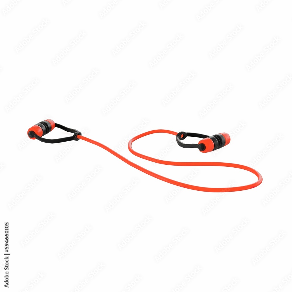 Orange jump rope on a white surface, 3d rendering Orange jump rope on a white surface, 3d rendering