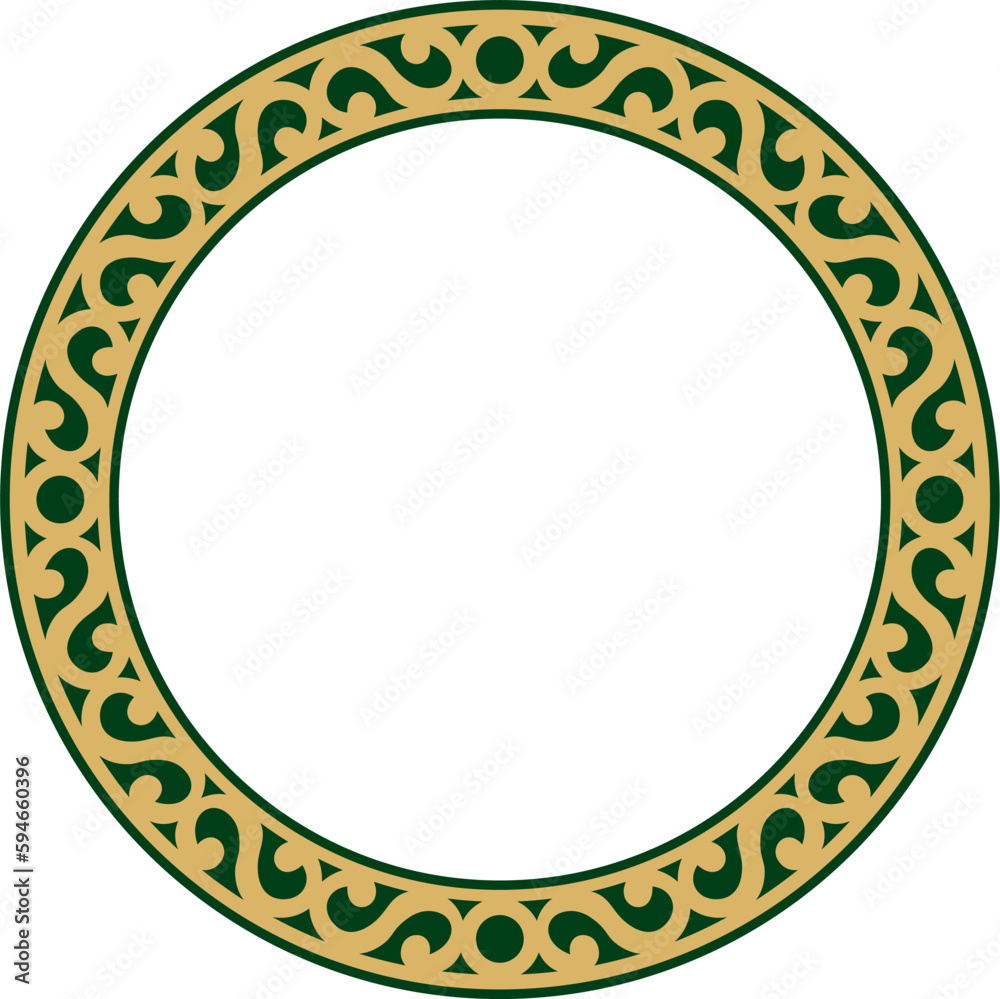 Vector Yakut round green frame. Ornamental circle of the northern peoples of the tundra. Vector Yakut round green frame. Ornamental circle of the northern peoples of the tundra.