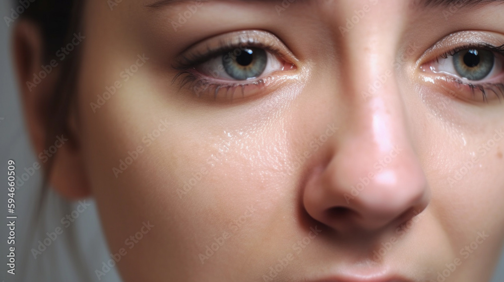 Close up portrait of woman's eyes crying, emotional, Generative AI Close up portrait of woman's eyes crying, emotional, Generative AI