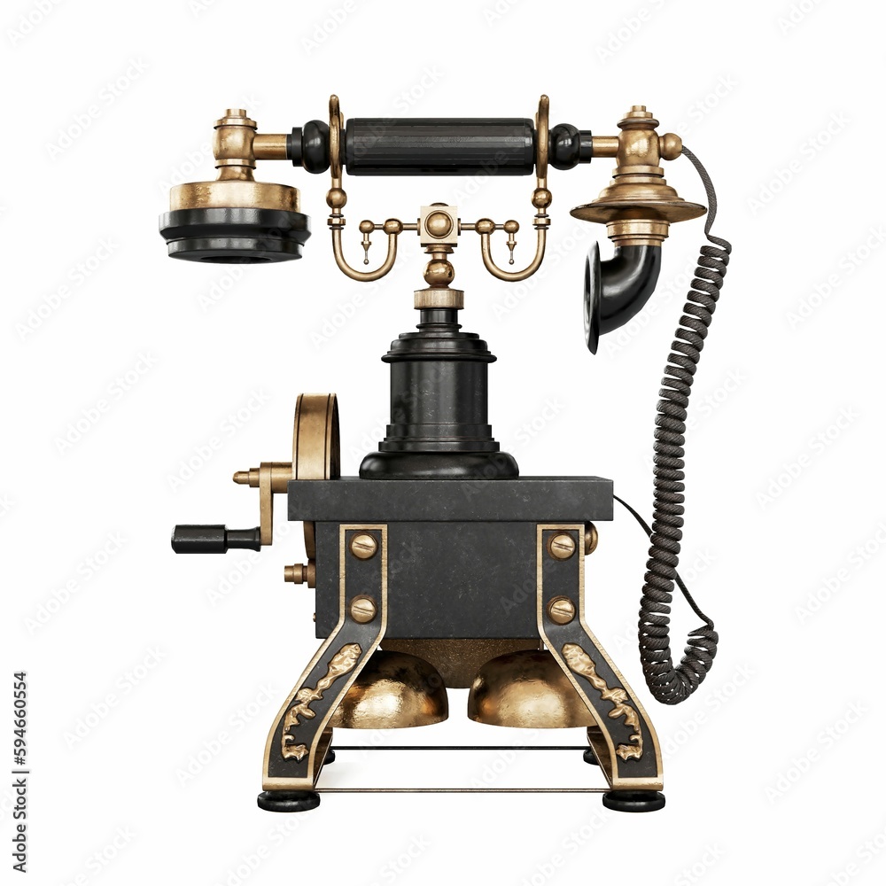 an old fashioned telephone, 3d rendering an old fashioned telephone, 3d rendering