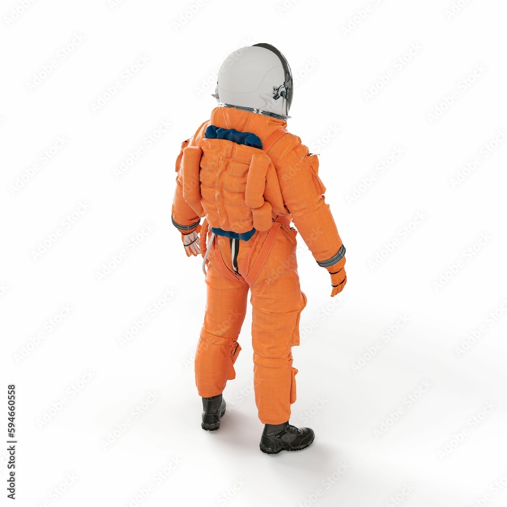 An astronaut with an orange suit, 3d rendering An astronaut with an orange suit, 3d rendering