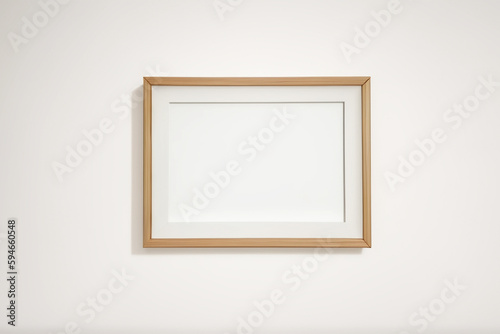 Wooden horizontal picture frame on wall
