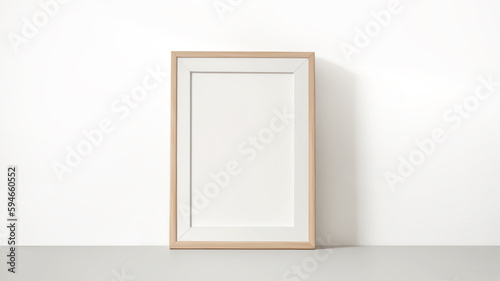 Wooden frame rectangular vertical shape standing on wall