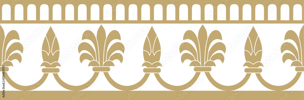 Vector endless golden national persian ornament. Seamless frame, border ethnic pattern of Iranian civilization.. - obrazy, fototapety, plakaty 