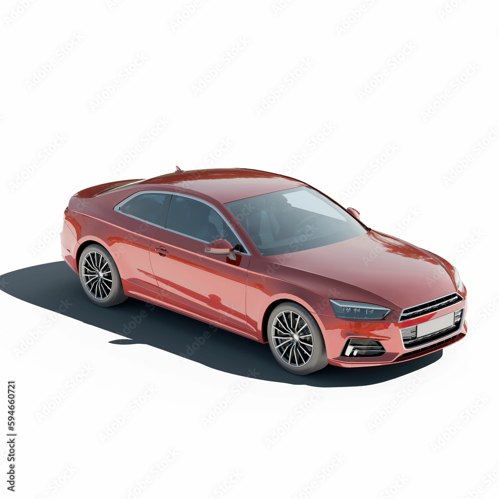 A red modern car, 3d rendering