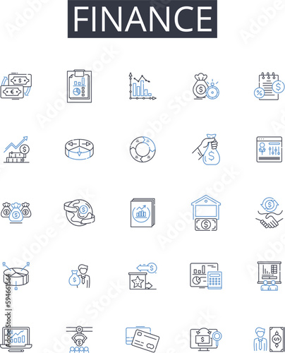 Finance line icons collection. Accounting, Economics, Investment, Banking, Capital, Revenue, Budgeting vector and linear illustration. Fiscal,Mtary,Wealth outline signs set