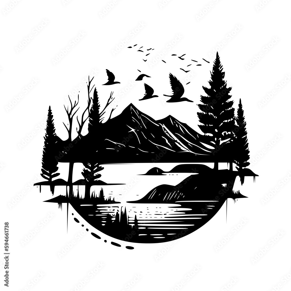 Fototapeta premium Lake - High Quality Vector Logo - Vector illustration ideal for T-shirt graphic