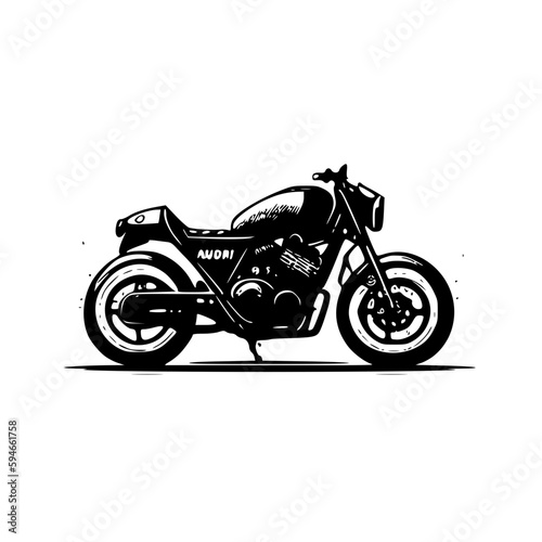 Motorcycle - Black and White Isolated Icon - Vector illustration