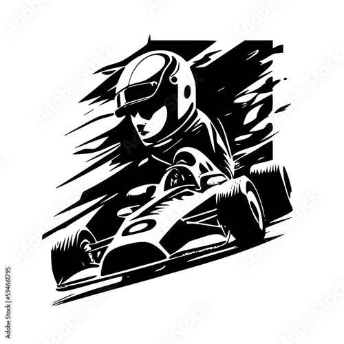 Racing | Black and White Vector illustration