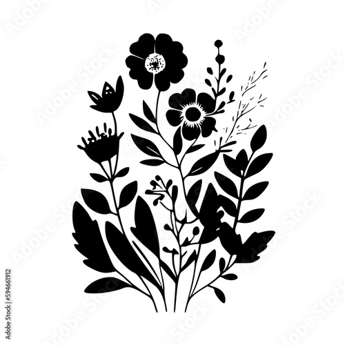 Vintage Flowers | Black and White Vector illustration