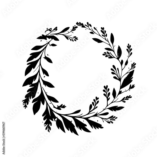 wreath | black and white vector illustration