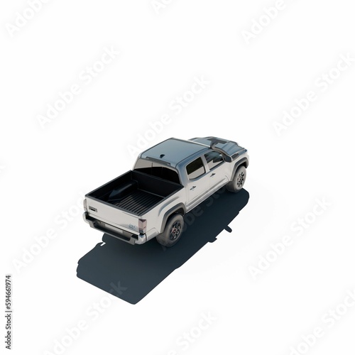 a gray pickup truck, 3d rendering