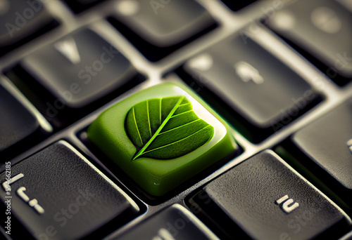 computer keyboard with green leaf
