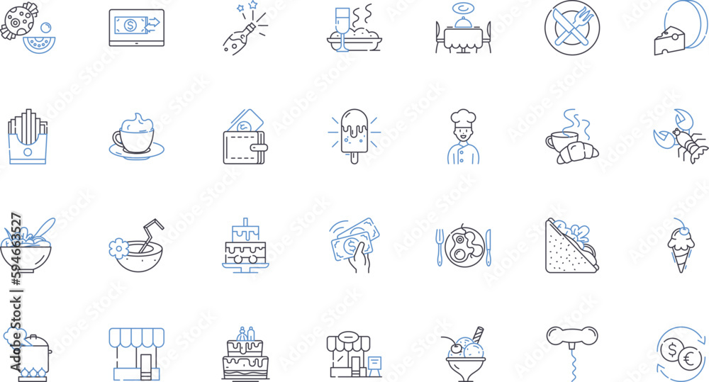 Fototapeta premium Pub line icons collection. Beer, Brewery, Cheers, Draught, Gastropub, Hops, Jazz vector and linear illustration. Lager,Music,Party outline signs set