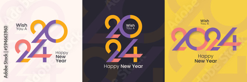 2024 new year modern typeface logo. 2024 new year celebration with modern color and design for greeting card, banner, poster, calendar and social media post template