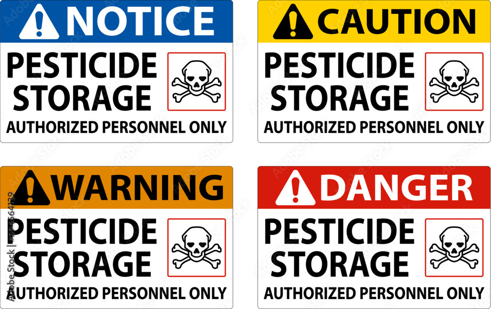 Pesticide Storage Authorized Only Sign On White Background