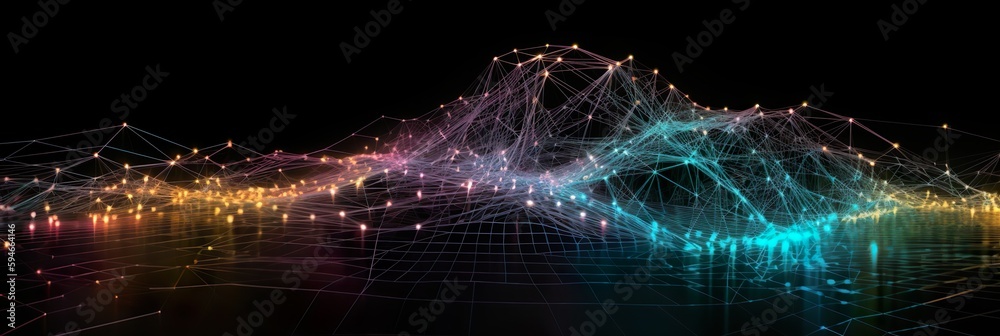 Wirre Linien und Lichtblitze im Cyberspace. Undefinierbare Lichter in den weiten des Alls (Generative AI)