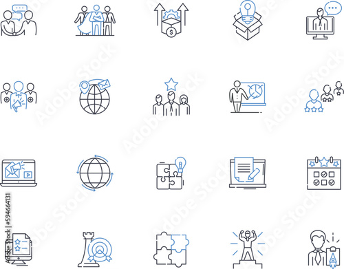 Campaign line icons collection. Election, Advertisement, Politics, Strategy, Promotion, Fundraising, Marketing vector and linear illustration. Outreach,Advocacy,Candidate outline signs set