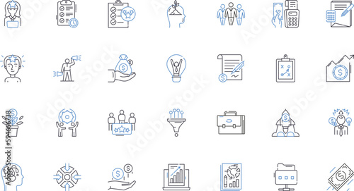 Ledger management line icons collection. Bookkeeping, Accounting, Expenses, Budgeting, Financial, Transactions, Ledgers vector and linear illustration. Balance,Income,Reports outline signs set
