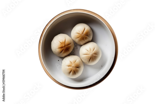 Steamed Buns On White Plate. Chinese Cuisine On Isolated Transparent Background, Png. Generative AI