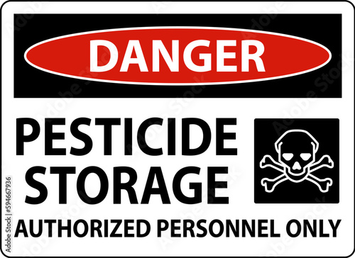 Danger Pesticide Storage Authorized Only Sign On White Background