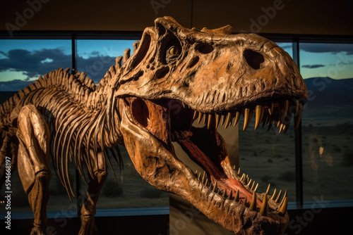 Dinosaur Trex On Display In Museum Of Extinct Species. Generative AI