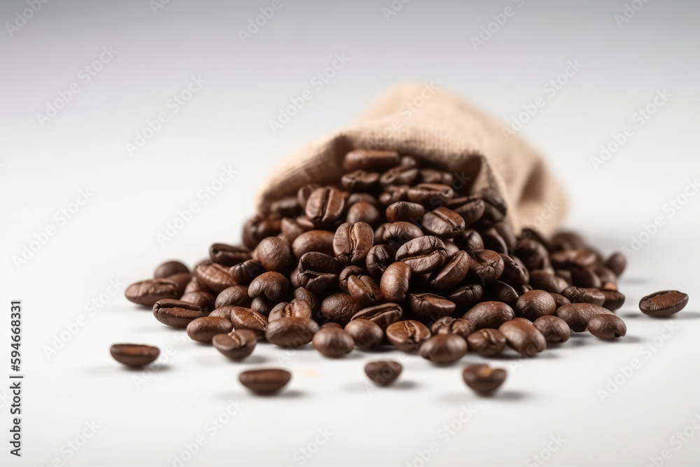 Obraz premium Coffee Beans On White Background. Generative AI