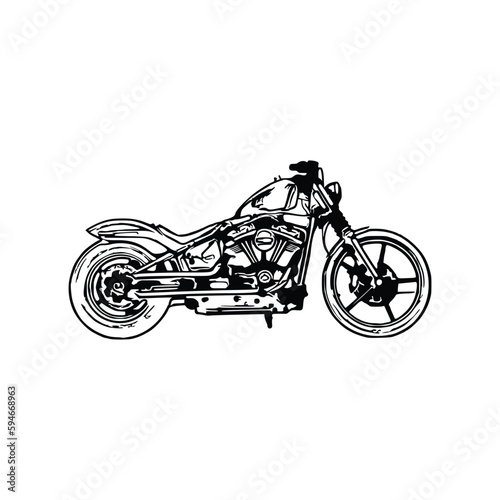 Motorcycle vector illustration, Motorcycle coloring page for book and drawing, Line art motorcycle.
