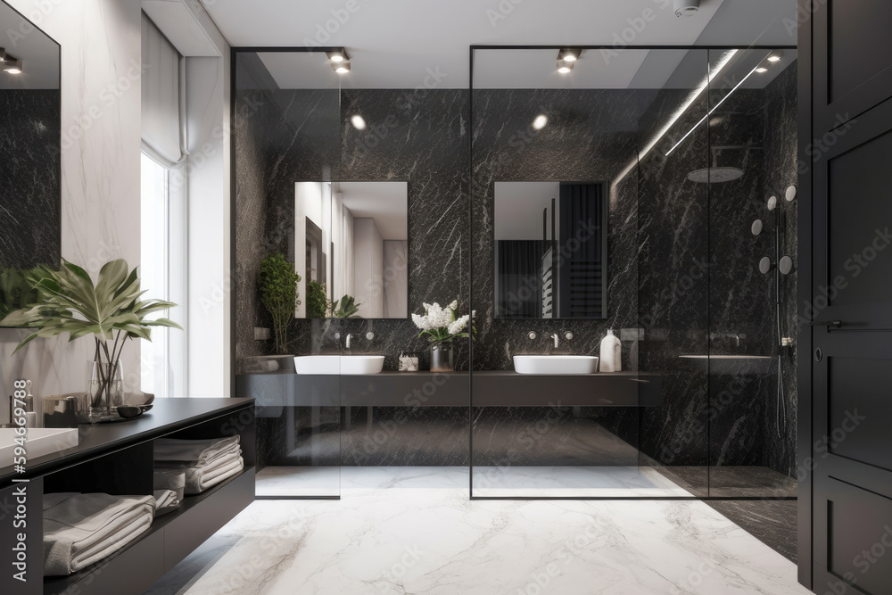 Fototapeta premium Bathroom interior architecture minimalist style